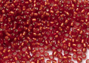 Бисер Япония круглый 11/0 10г 0025F светлый сиамский рубин матовый, серебряная линия внутри